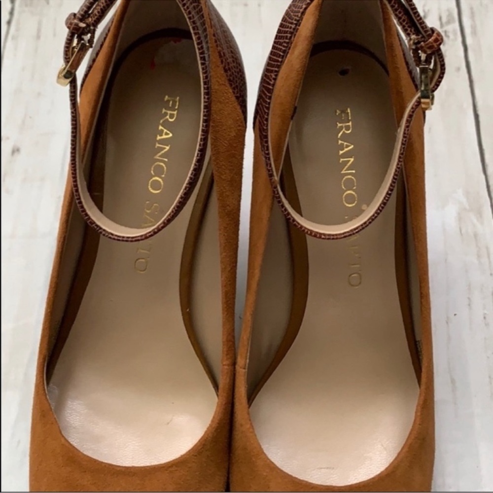Franco Sarto Denise Suede Pumps Block Heel Hidden Platform - Picture 5 of 8